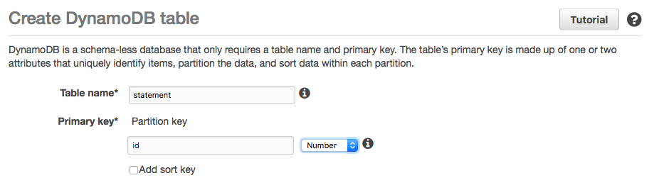 DynamoDb config